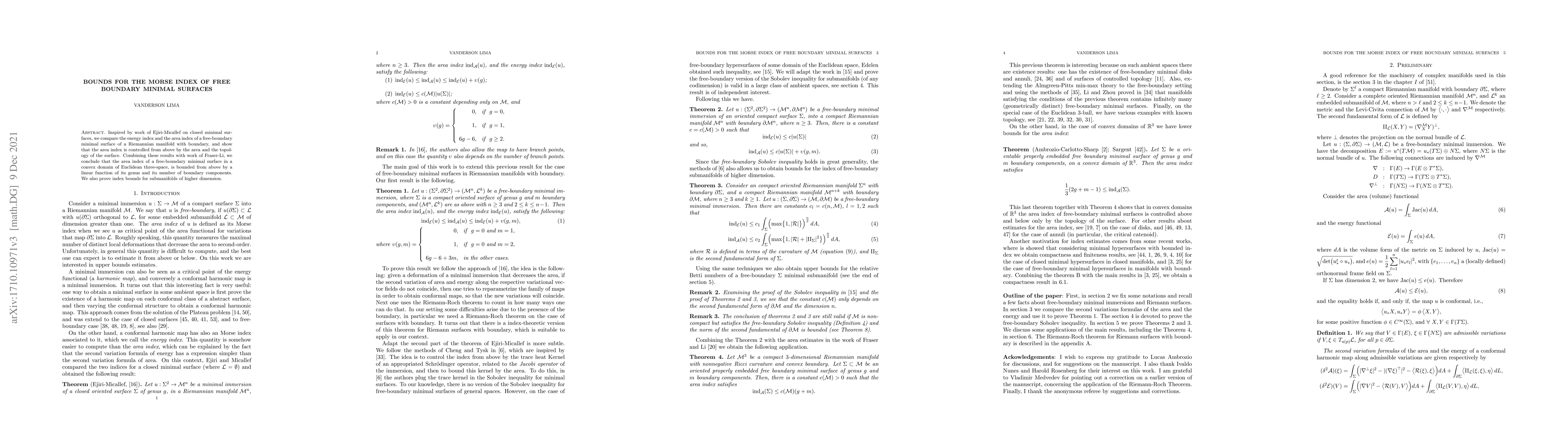 Thumbnail for Bounds for the Morse index of free boundary minimal surfaces