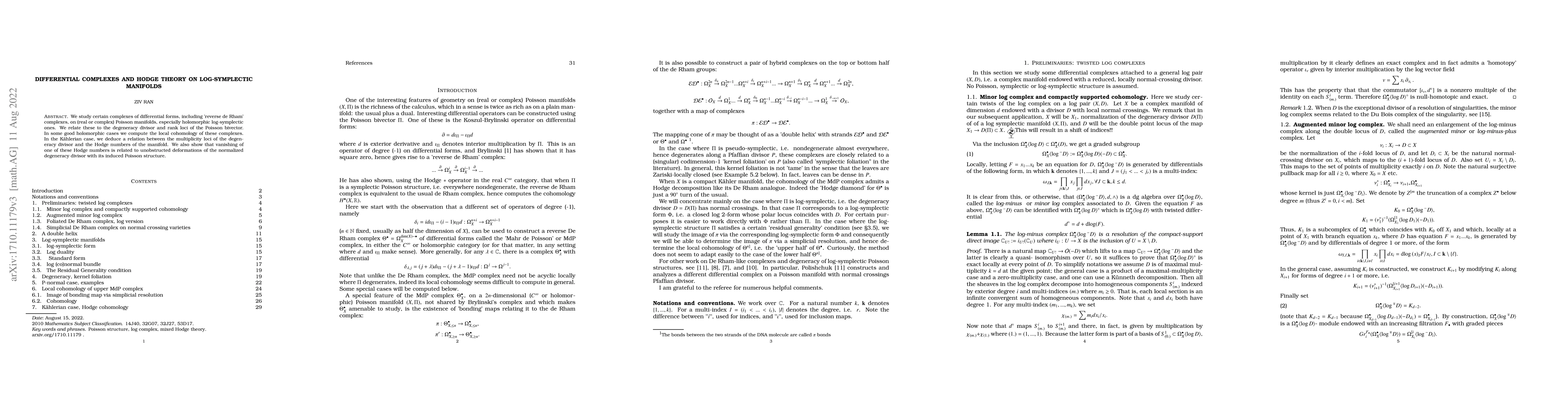 Thumbnail for Differential complexes and Hodge theory on log-symplectic manifolds