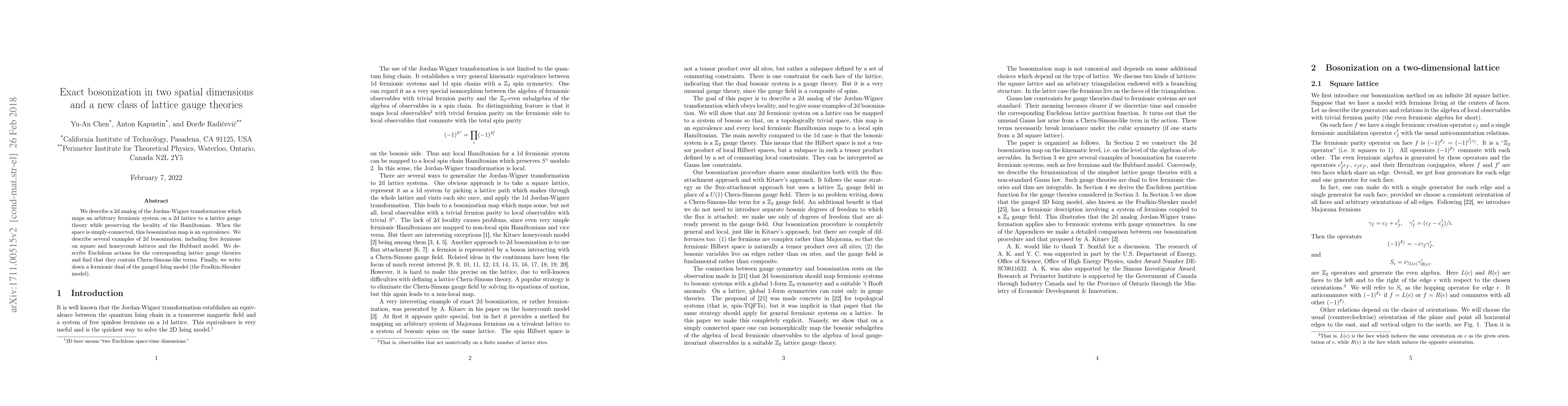 Thumbnail for Exact bosonization in two spatial dimensions and a new class of lattice
  gauge theories