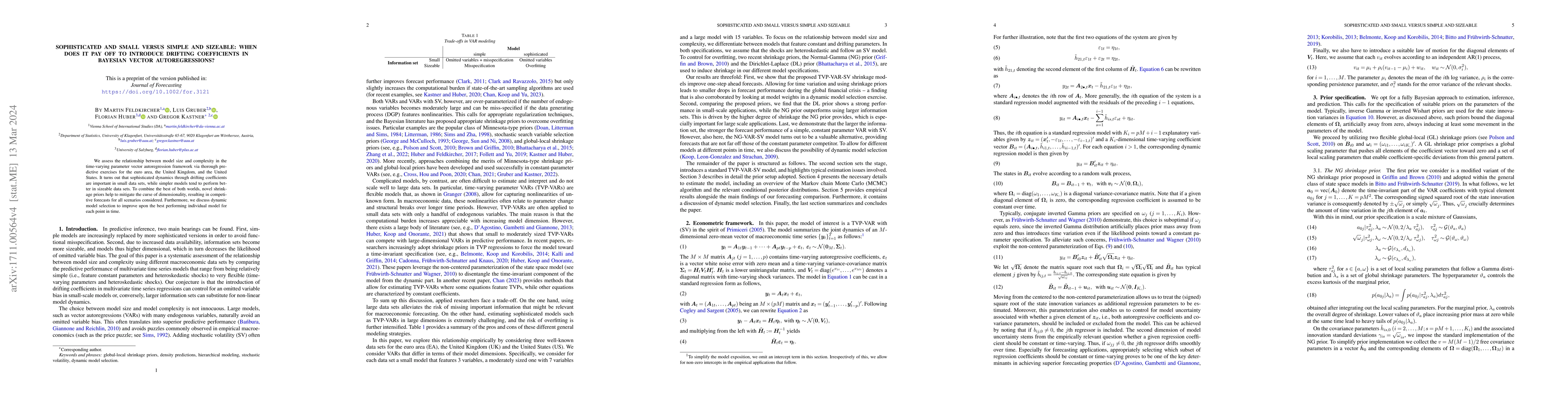 Thumbnail for Sophisticated and small versus simple and sizeable: When does it pay off
  to introduce drifting coefficients in Bayesian VARs?