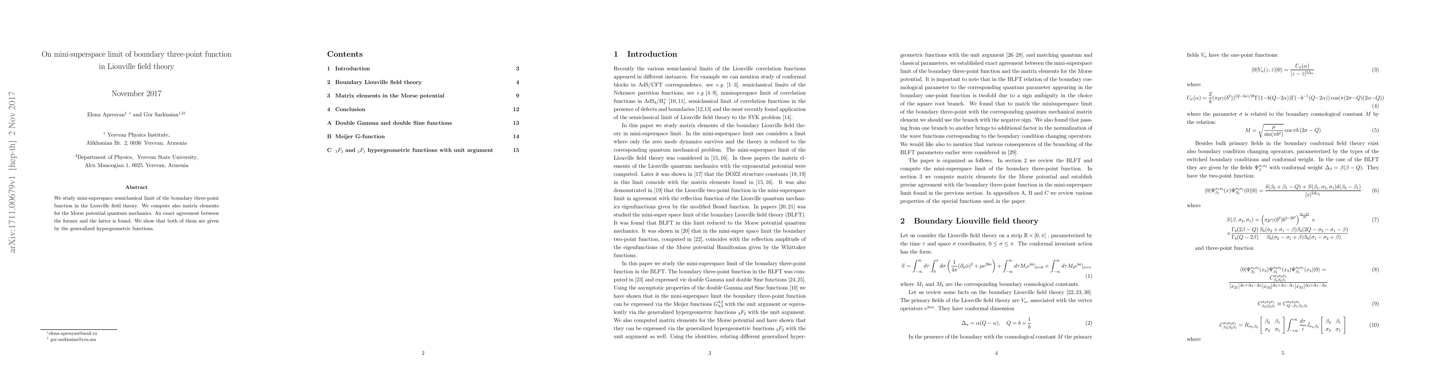 Thumbnail for On mini-superspace limit of boundary three-point function in Liouville
  field theory