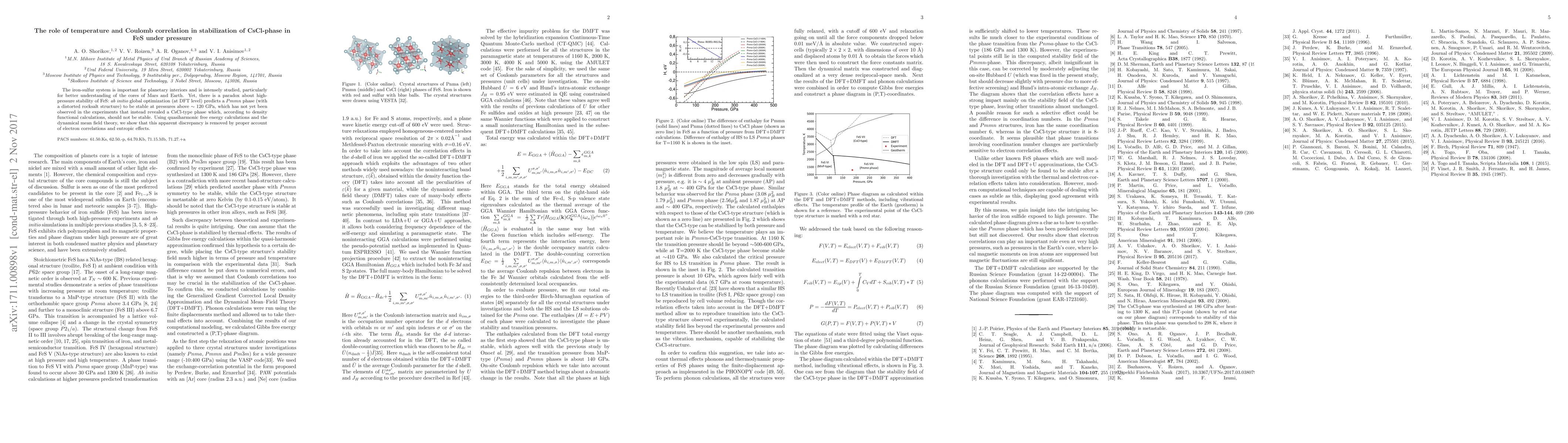 Thumbnail for The role of temperature and Coulomb correlation in stabilization of
  CsCl-phase in FeS under pressure