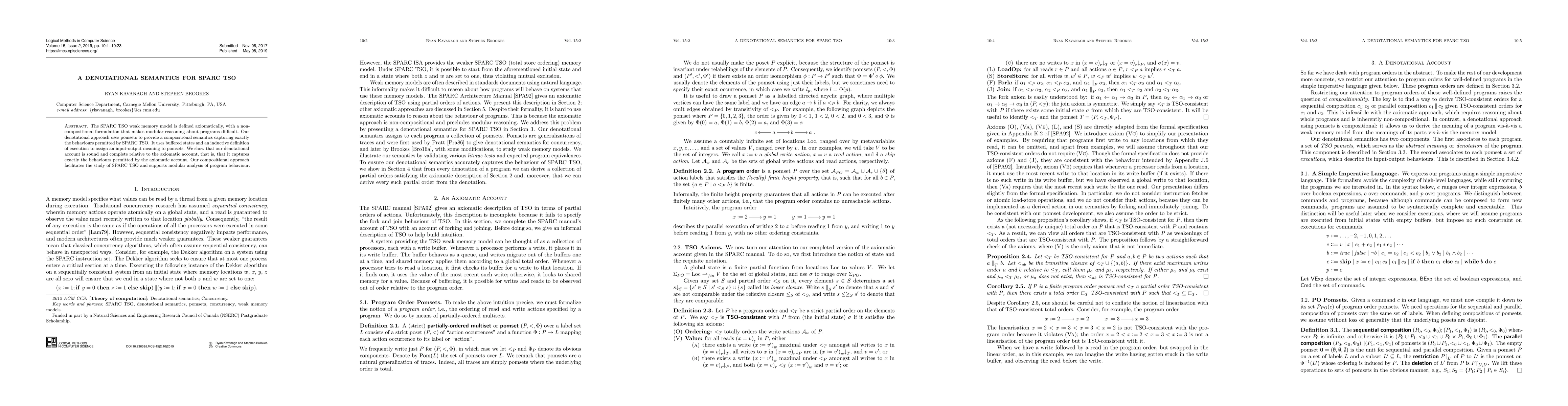 Thumbnail for A Denotational Semantics for SPARC TSO