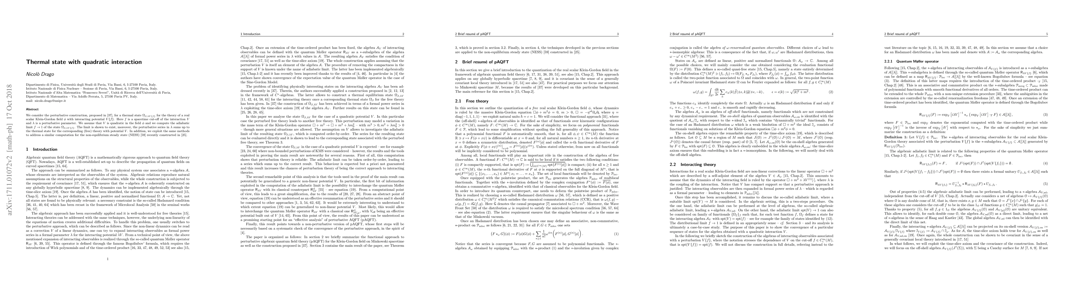 Thumbnail for Thermal state with quadratic interaction