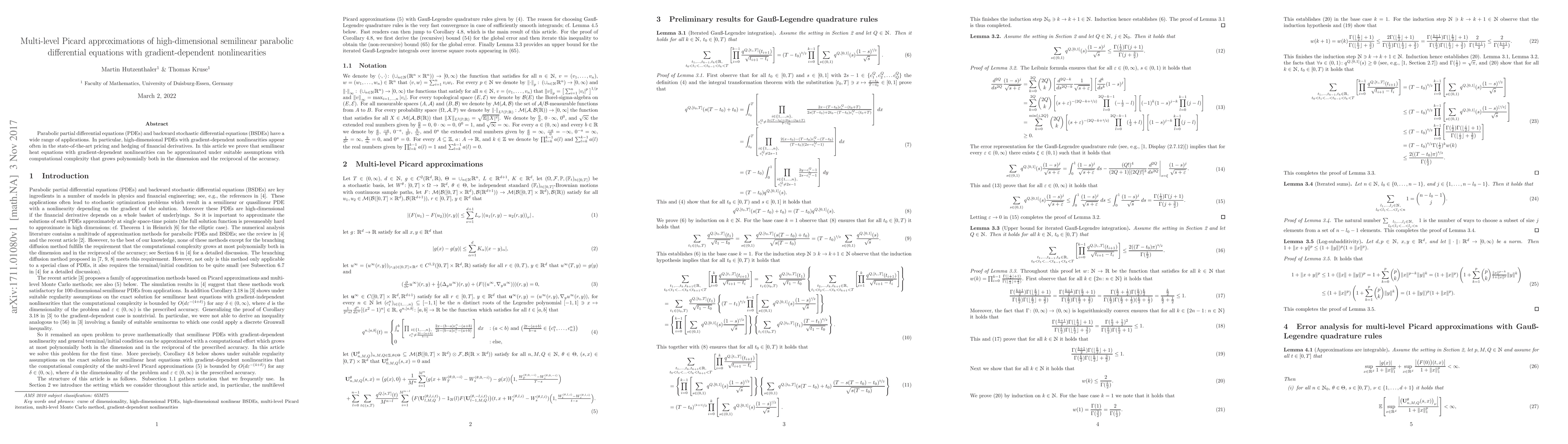 Thumbnail for Multi-level Picard approximations of high-dimensional semilinear
  parabolic differential equations with gradient-dependent nonlinearities