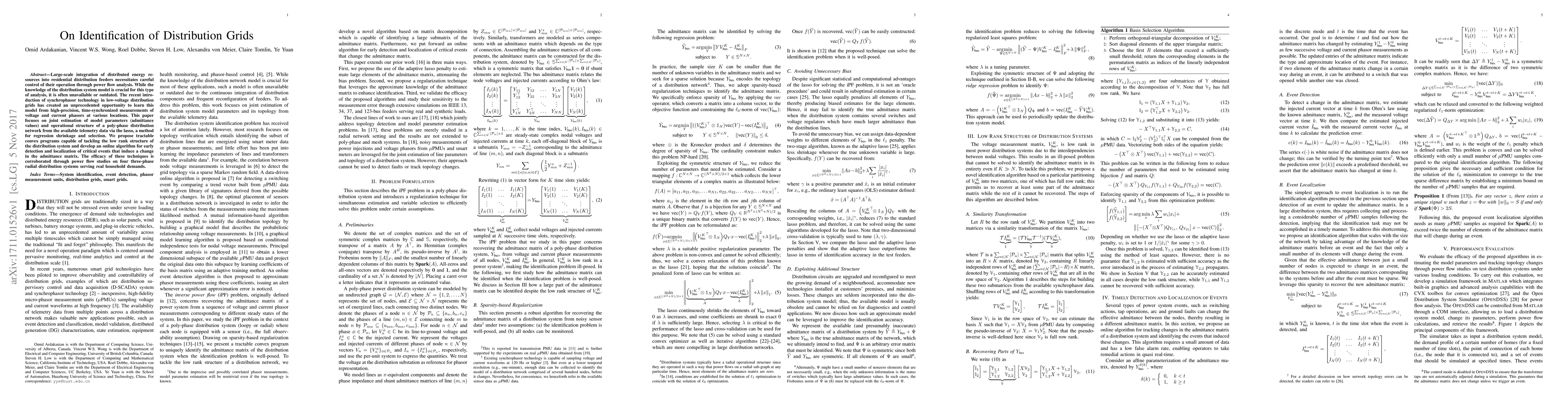 Thumbnail for On Identification of Distribution Grids