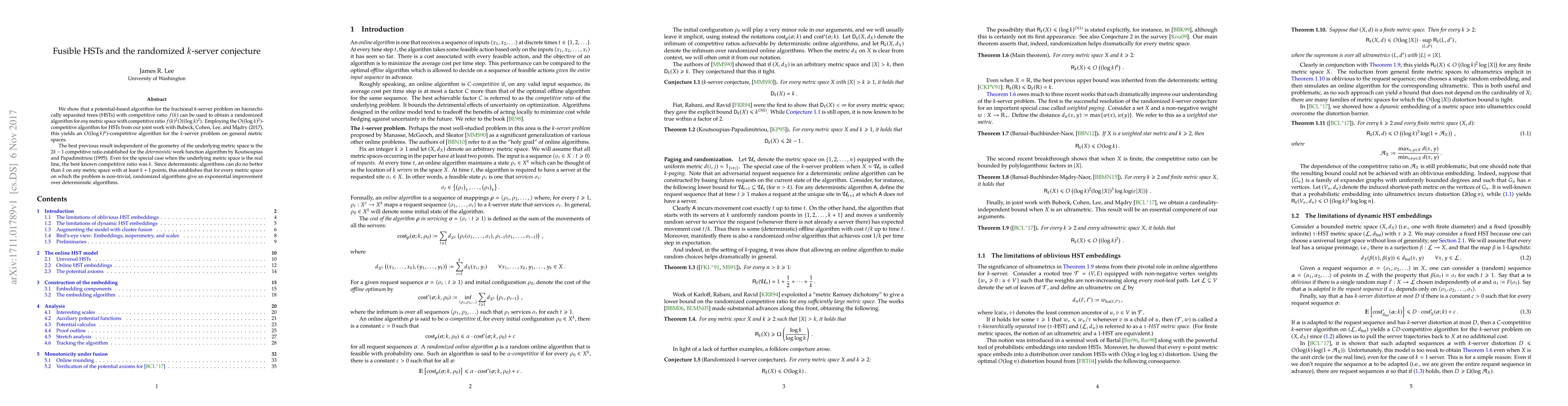 Thumbnail for Fusible HSTs and the randomized k-server conjecture