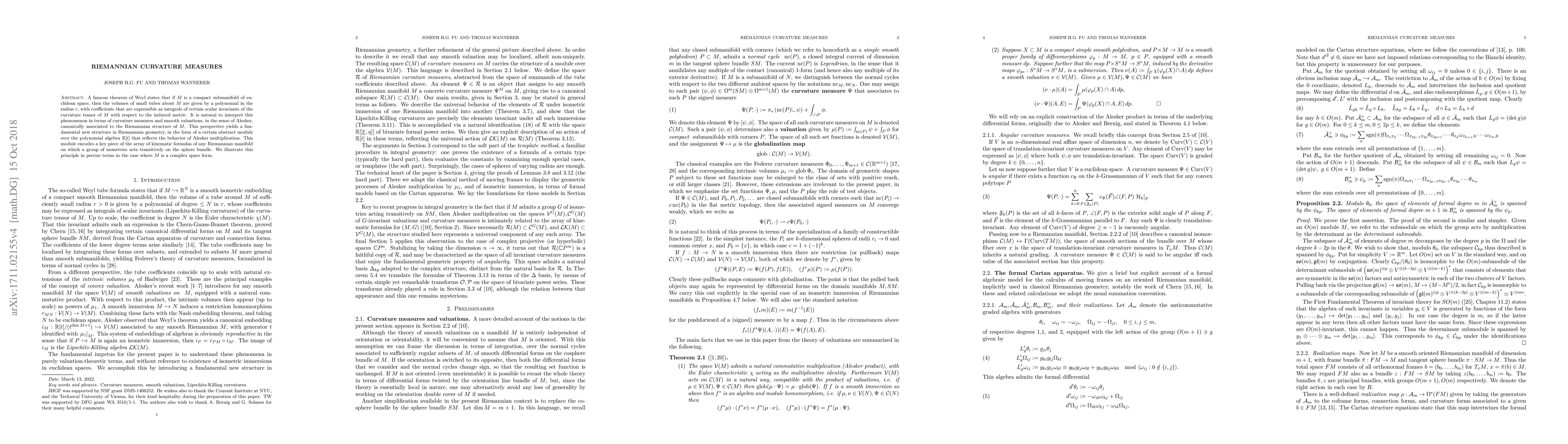 Thumbnail for Riemannian curvature measures