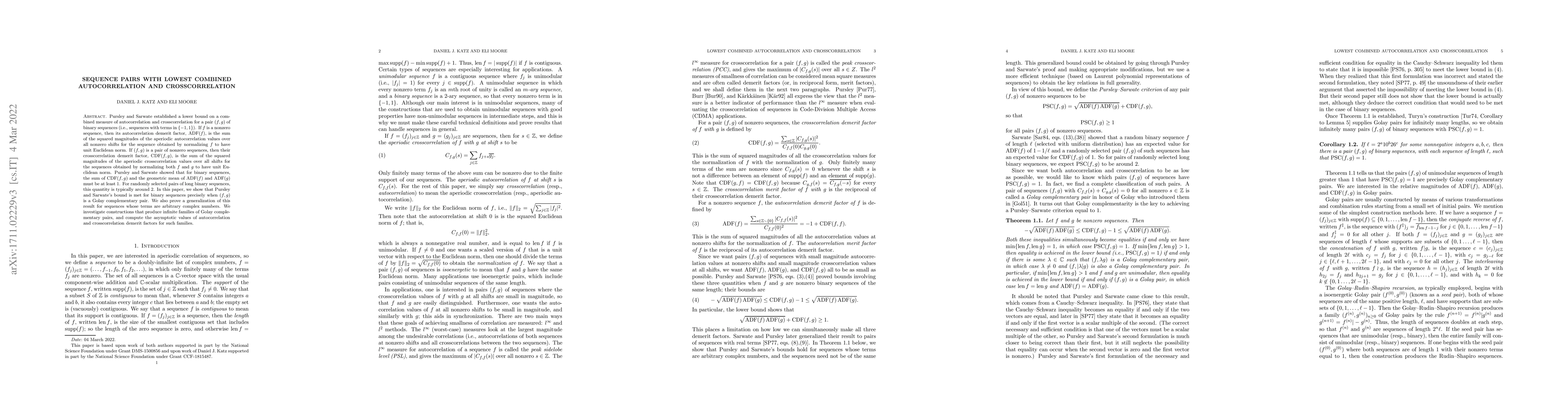 Thumbnail for Sequence Pairs with Lowest Combined Autocorrelation and Crosscorrelation