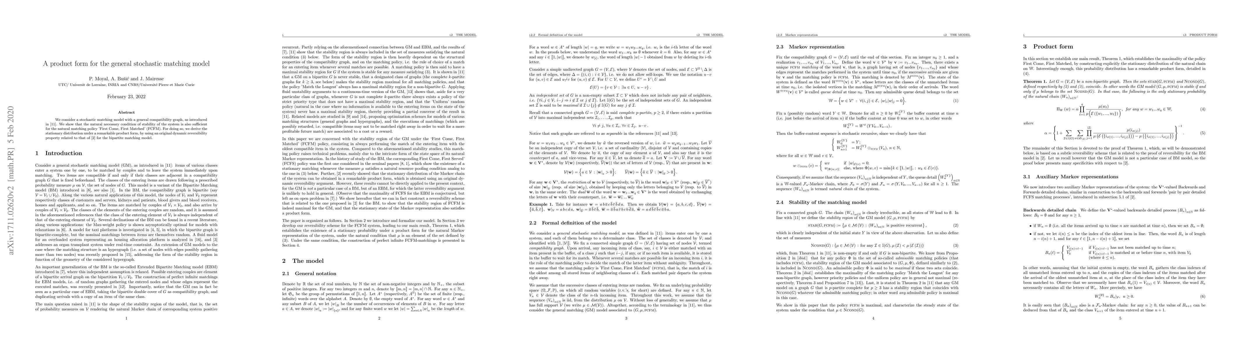 Thumbnail for A product form for the general stochastic matching model