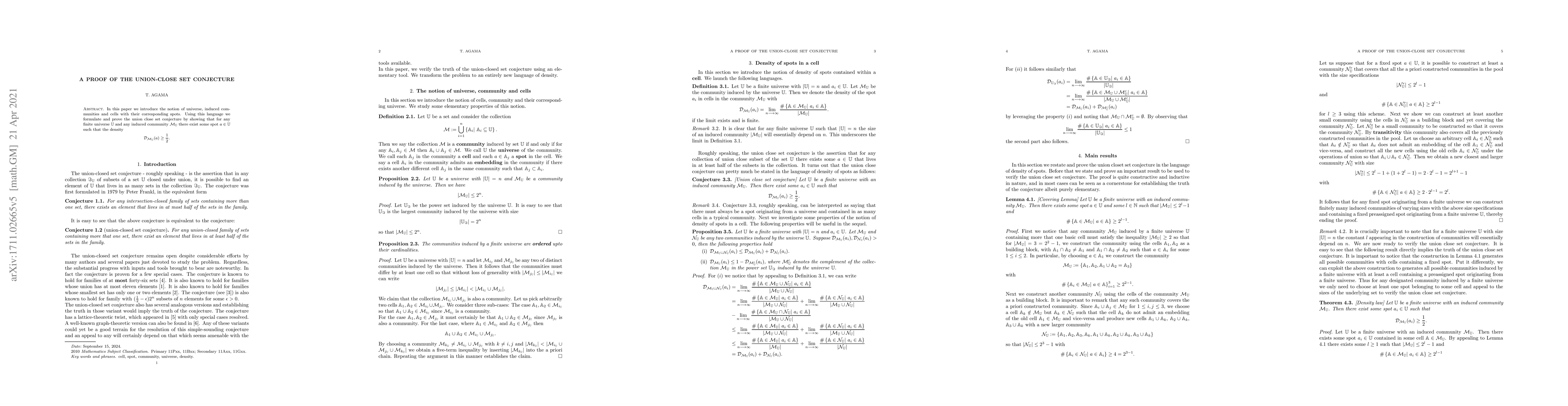 Thumbnail for A proof of the union-close set conjecture