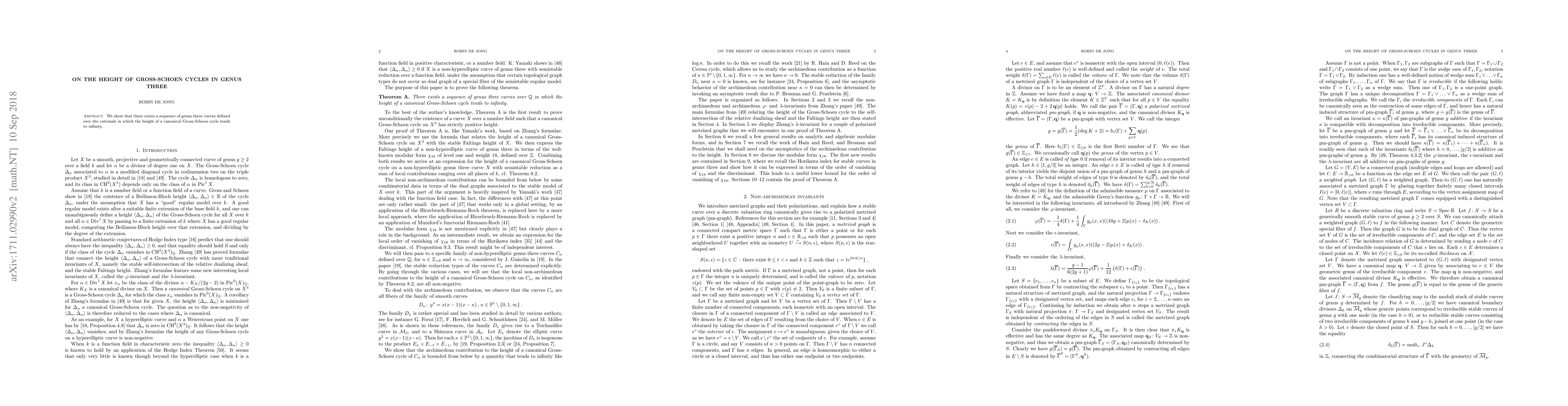Thumbnail for On the height of Gross-Schoen cycles in genus three