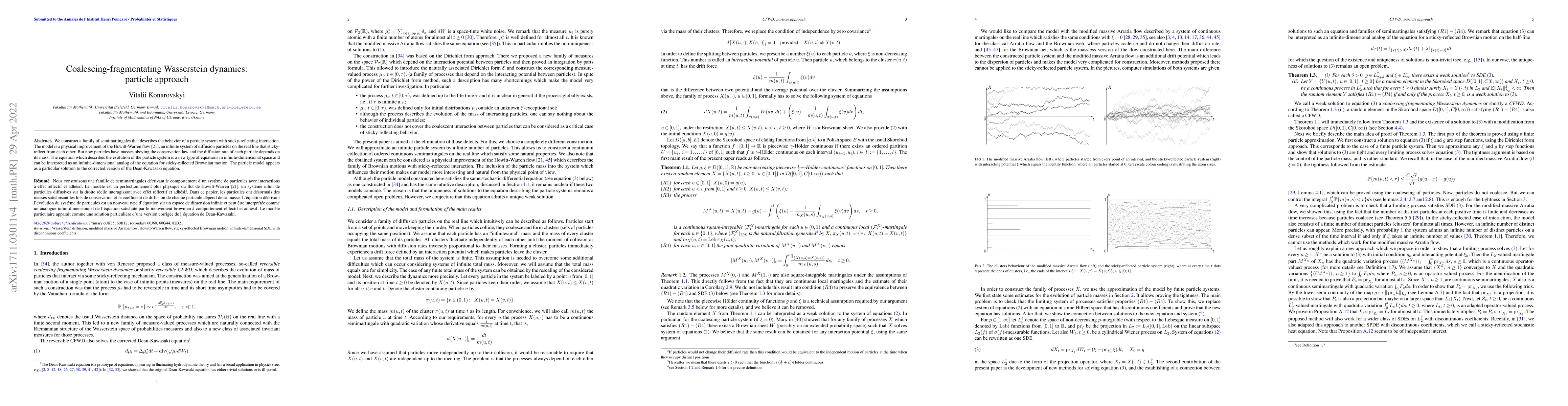 Thumbnail for Coalescing-fragmentating Wasserstein dynamics: particle approach