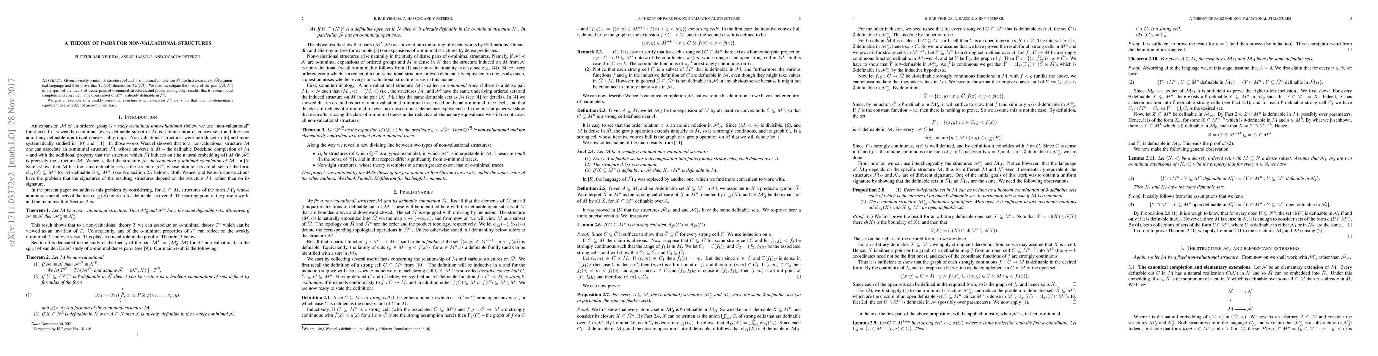 Thumbnail for A theory of pairs for non-valuational structures