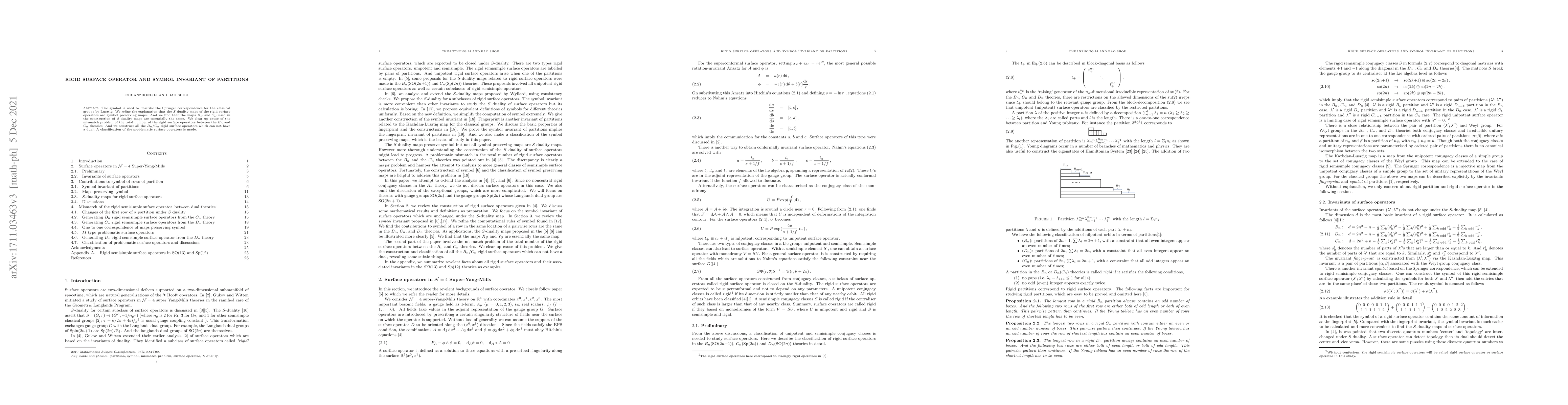 Thumbnail for Rigid Surface Operator and Symbol Invariant of Partitions