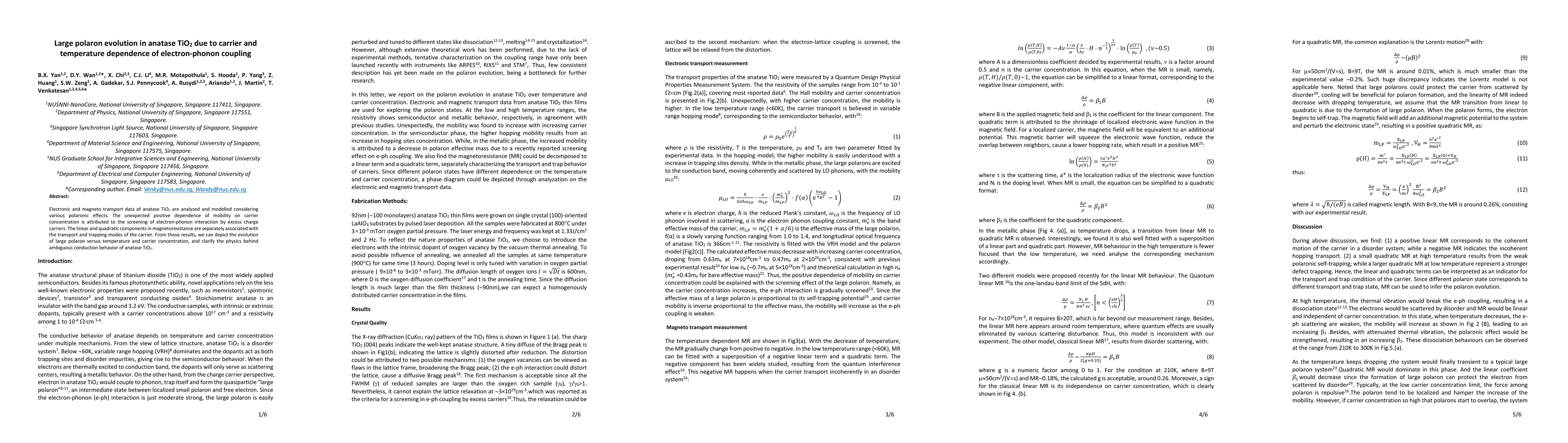 Thumbnail for Large polaron evolution in anatase TiO2 due to carrier and temperature
  dependence of electron-phonon coupling