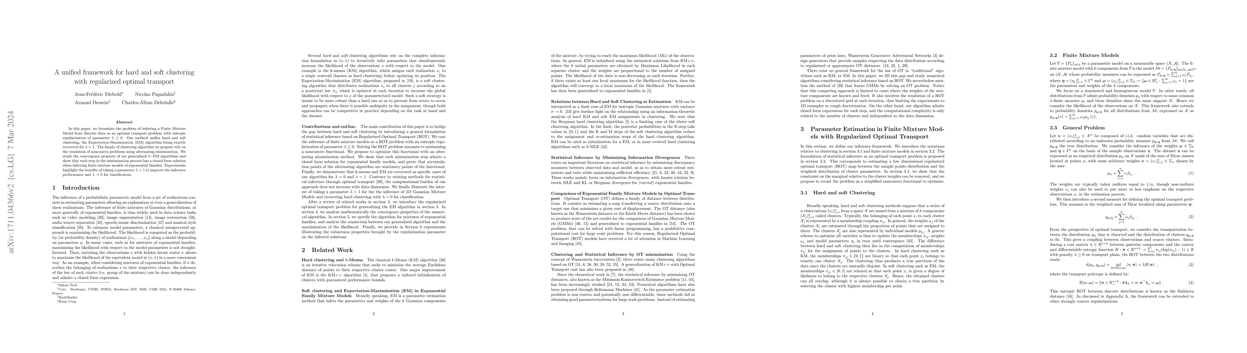 Thumbnail for A unified framework for hard and soft clustering with regularized
  optimal transport