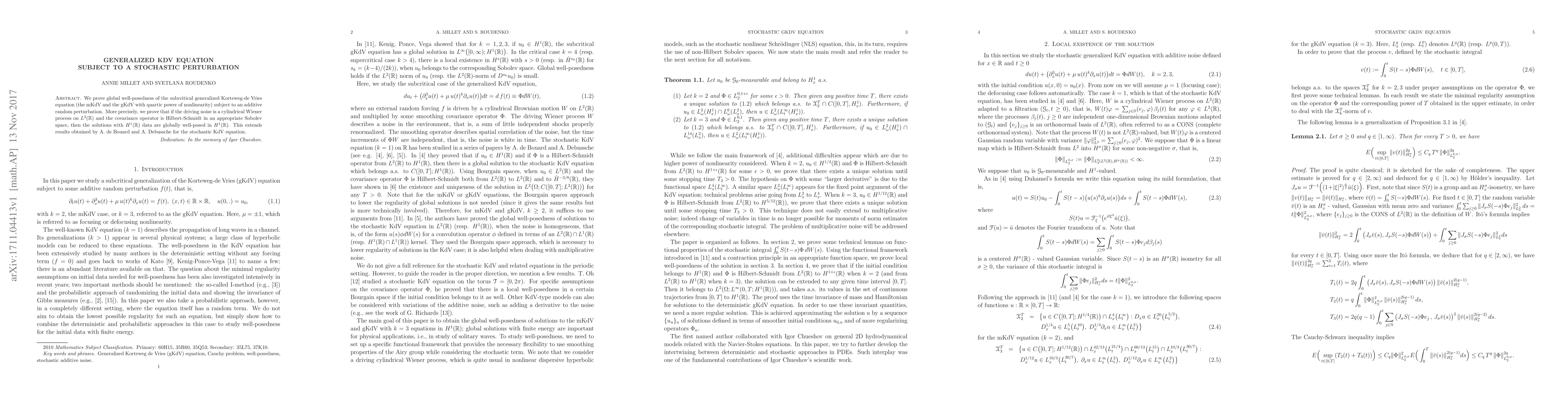Thumbnail for Generalized KdV equation subject to a stochastic perturbation