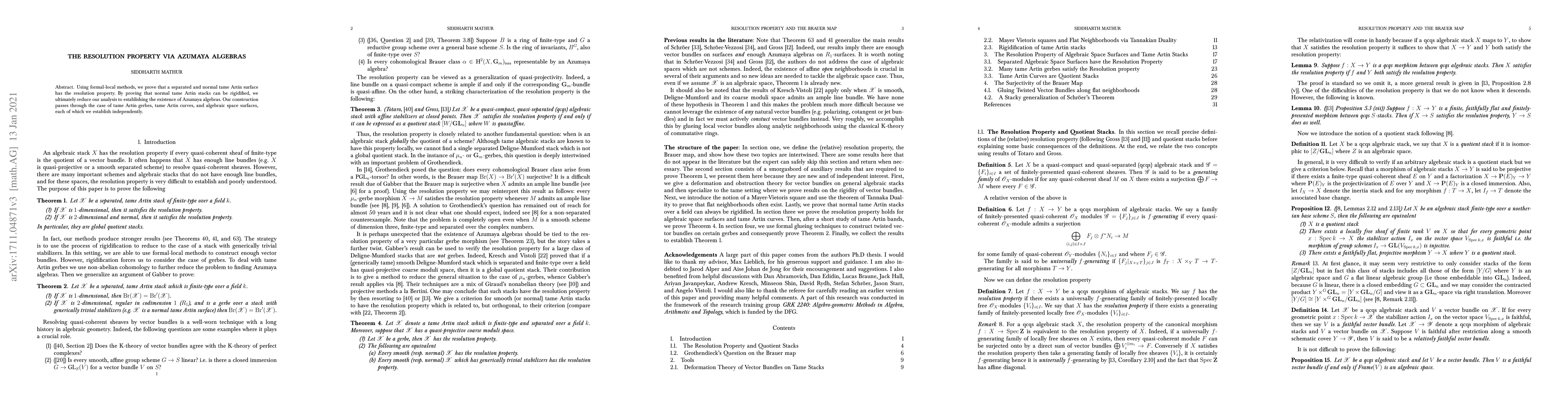 Thumbnail for The Resolution Property via Azumaya Algebras