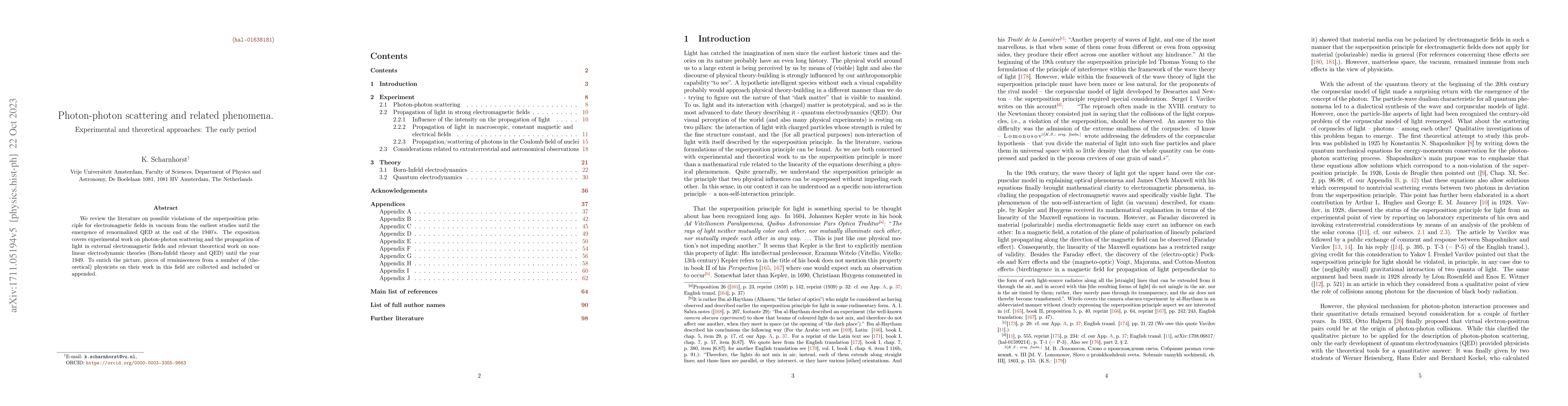 Thumbnail for Photon-photon scattering and related phenomena. Experimental and
  theoretical approaches: The early period