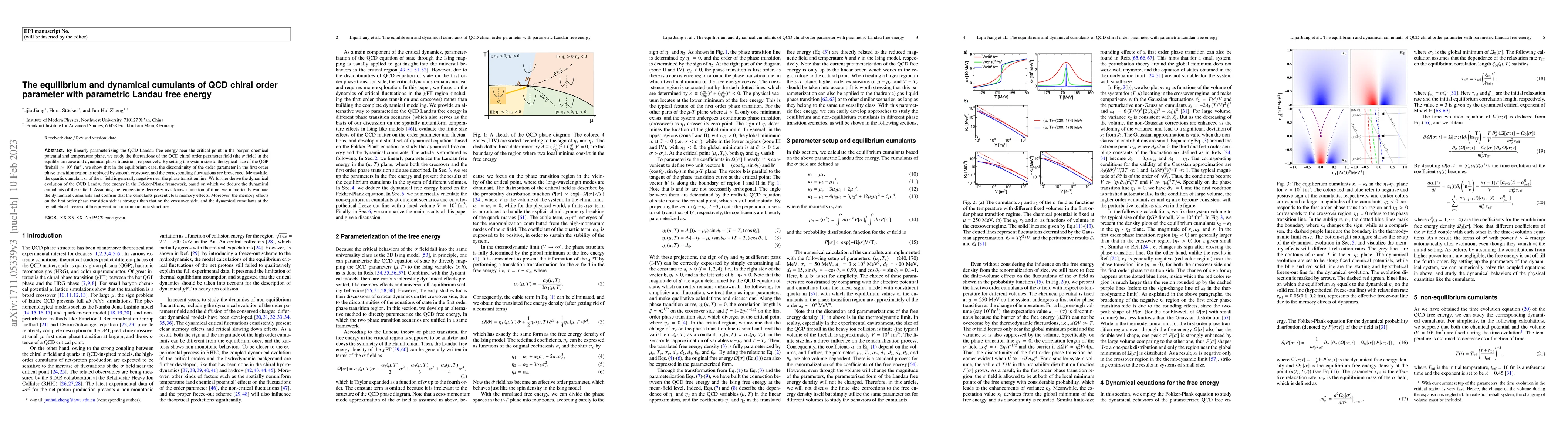 Thumbnail for The equilibrium and dynamical cumulants of QCD chiral order parameter
  with parametric Landau free energy