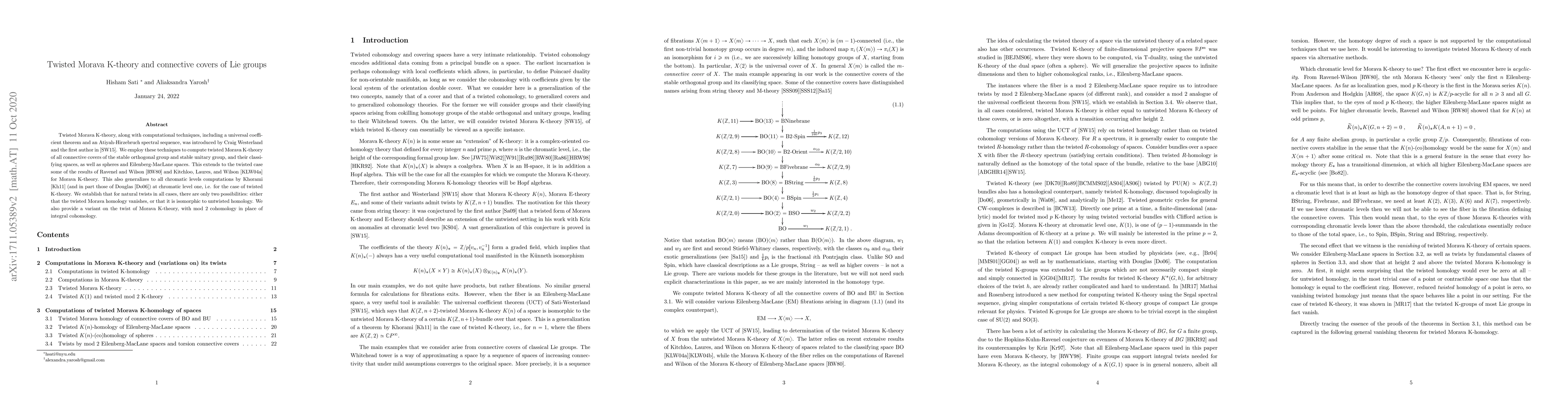 Thumbnail for Twisted Morava K-theory and connective covers of Lie groups