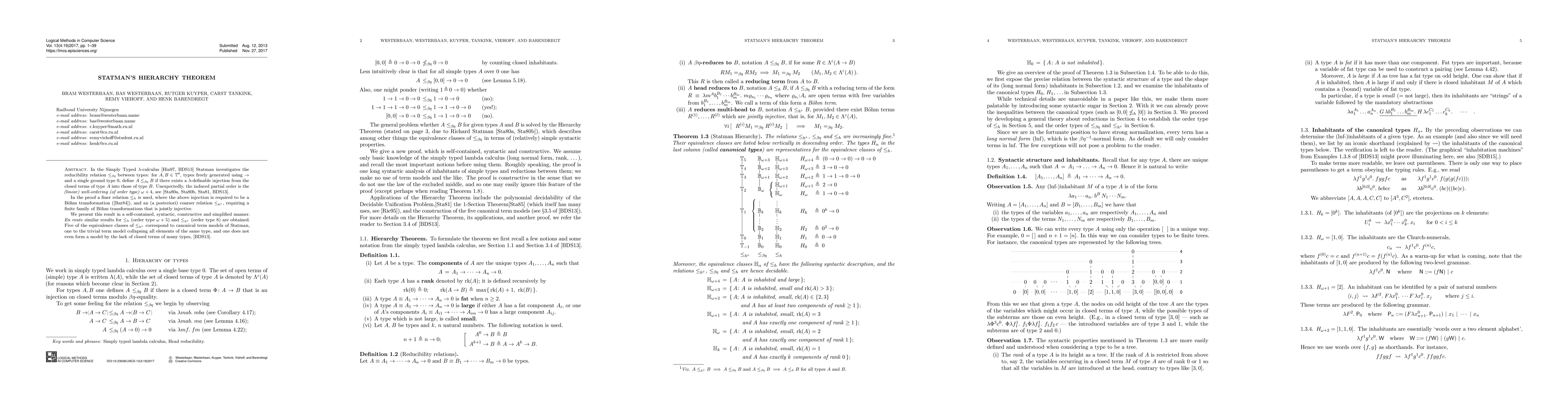 Thumbnail for Statman's Hierarchy Theorem