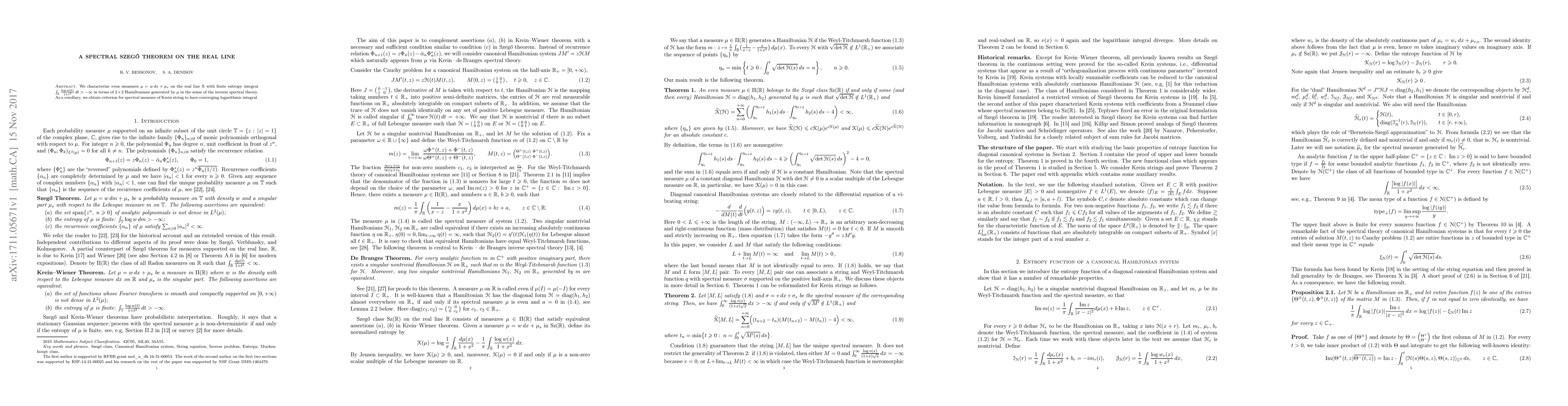 Thumbnail for A spectral Szego theorem on the real line