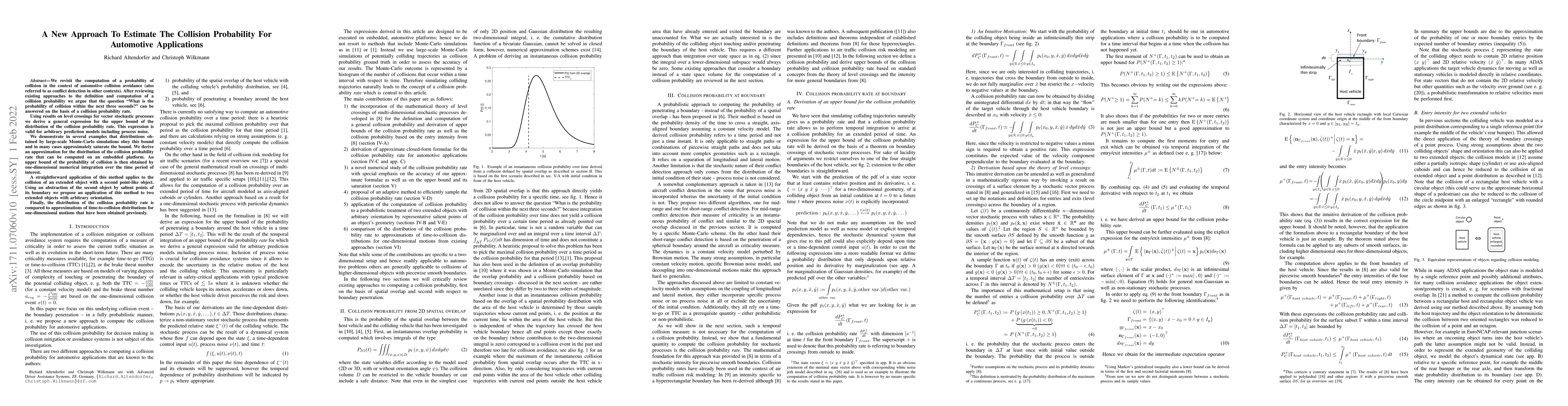 Thumbnail for A New Approach To Estimate The Collision Probability For Automotive
  Applications