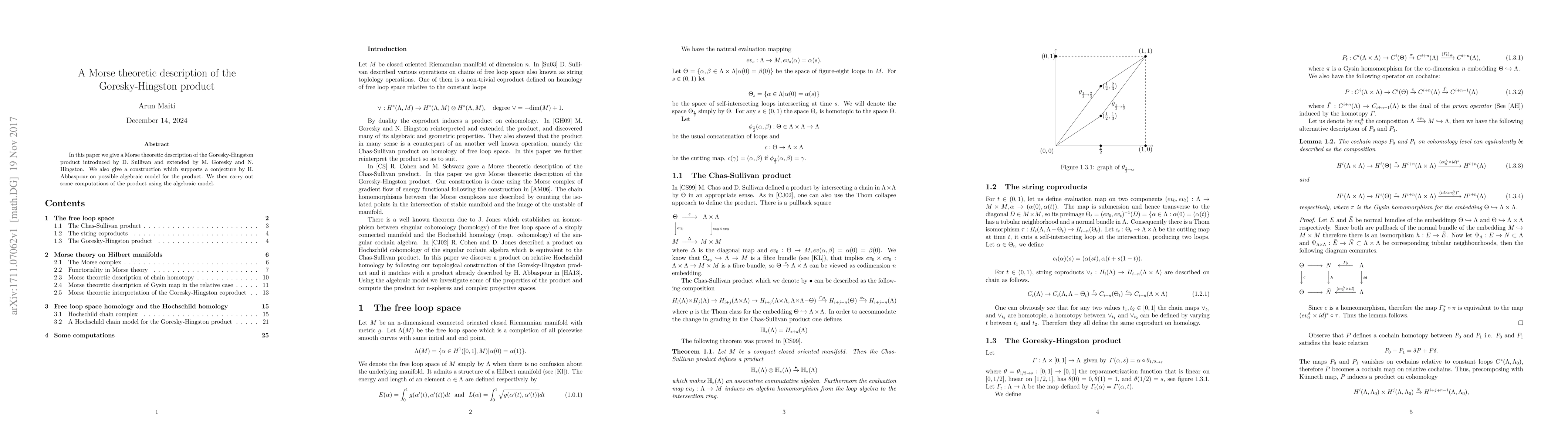 Thumbnail for A Morse theoretic description of the Goresky-Hingston product