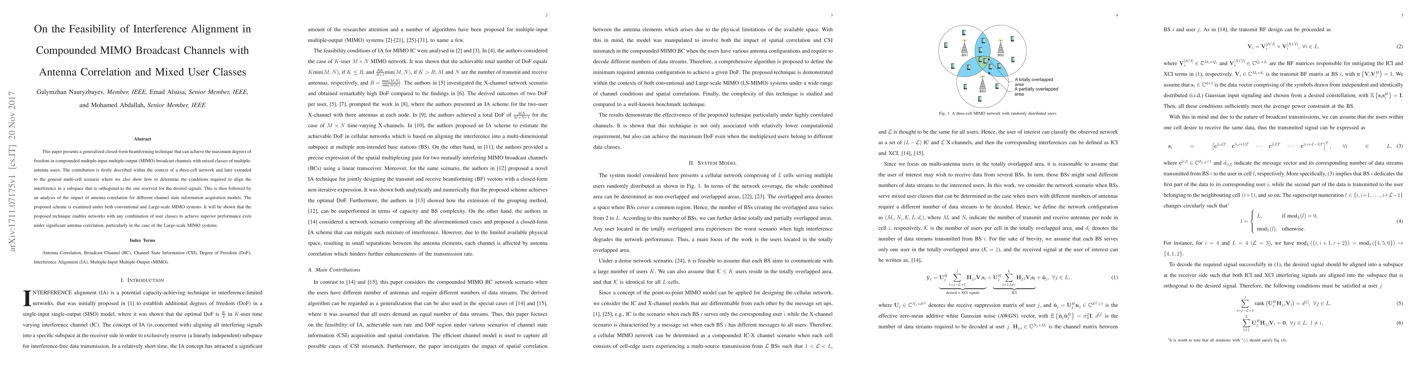 Thumbnail for On the Feasibility of Interference Alignment in Compounded MIMO
  Broadcast Channels with Antenna Correlation and Mixed User Classes