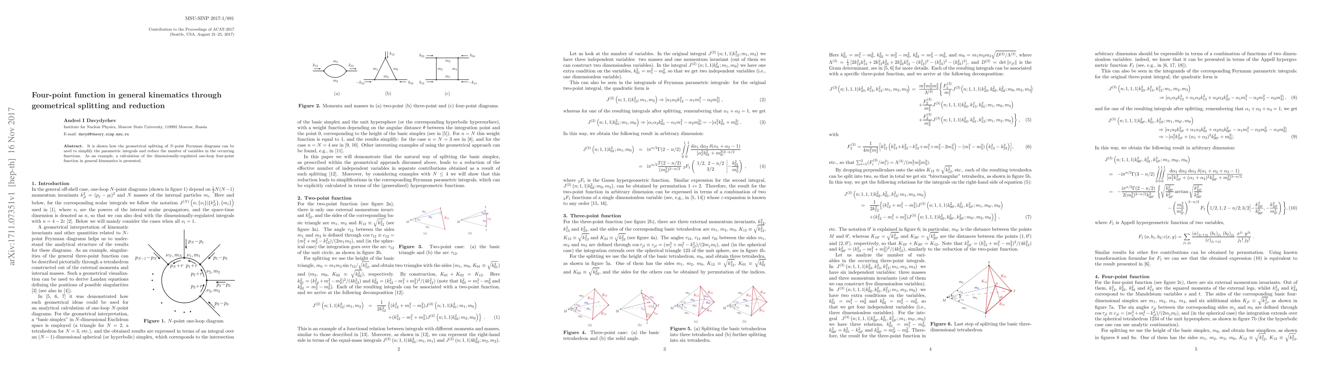 Thumbnail for Four-point function in general kinematics through geometrical splitting
  and reduction