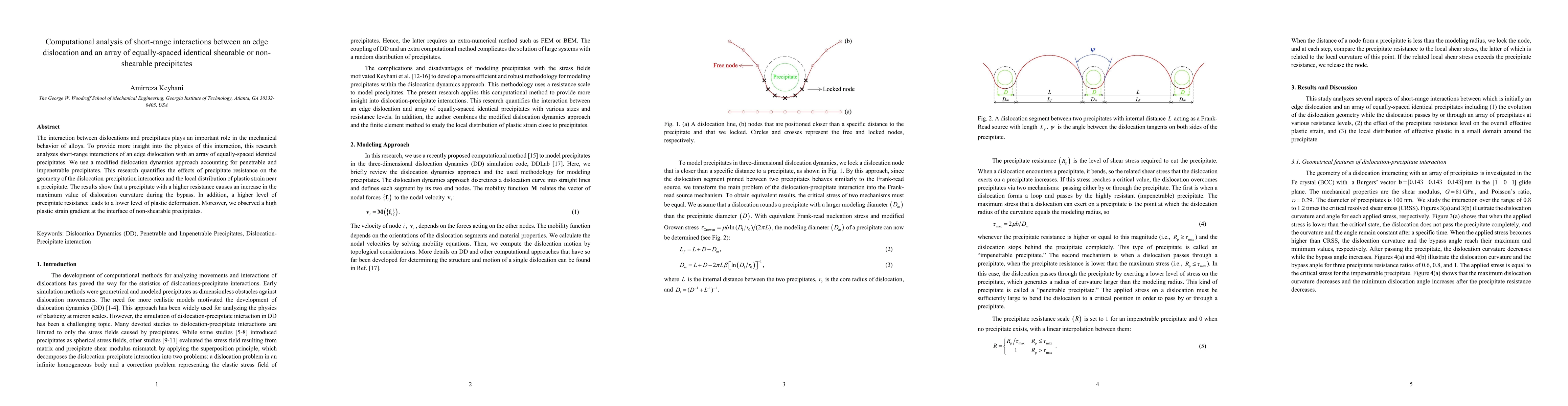 Thumbnail for Computational analysis of short-range interactions between an edge
  dislocation and an array of equally-spaced identical shearable or
  non-shearable precipitates