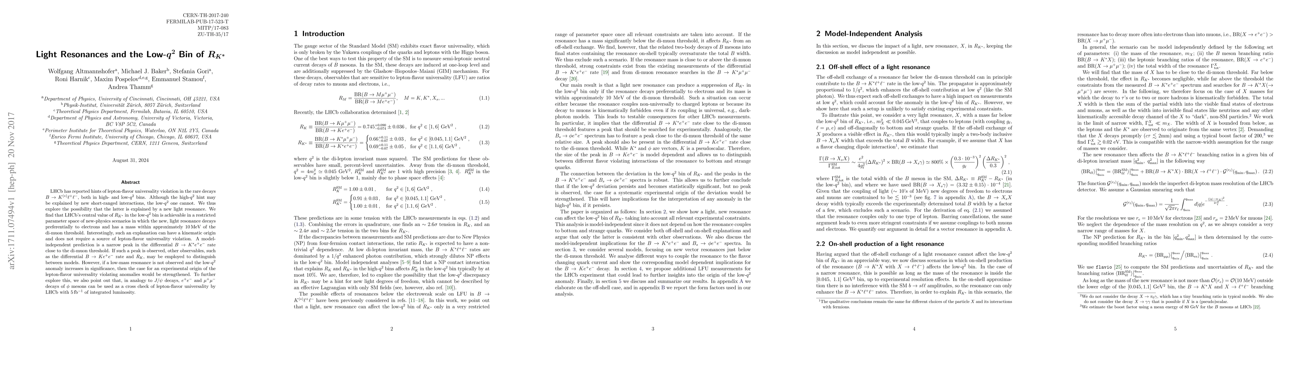 Thumbnail for Light Resonances and the Low-$q^2$ Bin of $R_{K^*}$