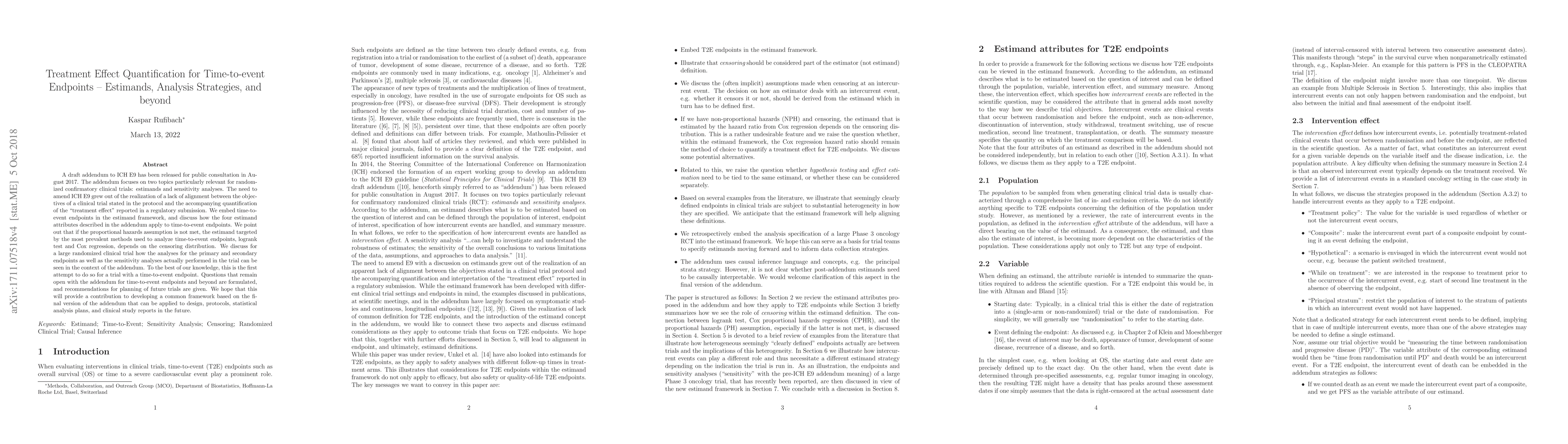 Thumbnail for Treatment Effect Quantification for Time-to-event Endpoints --
  Estimands, Analysis Strategies, and beyond