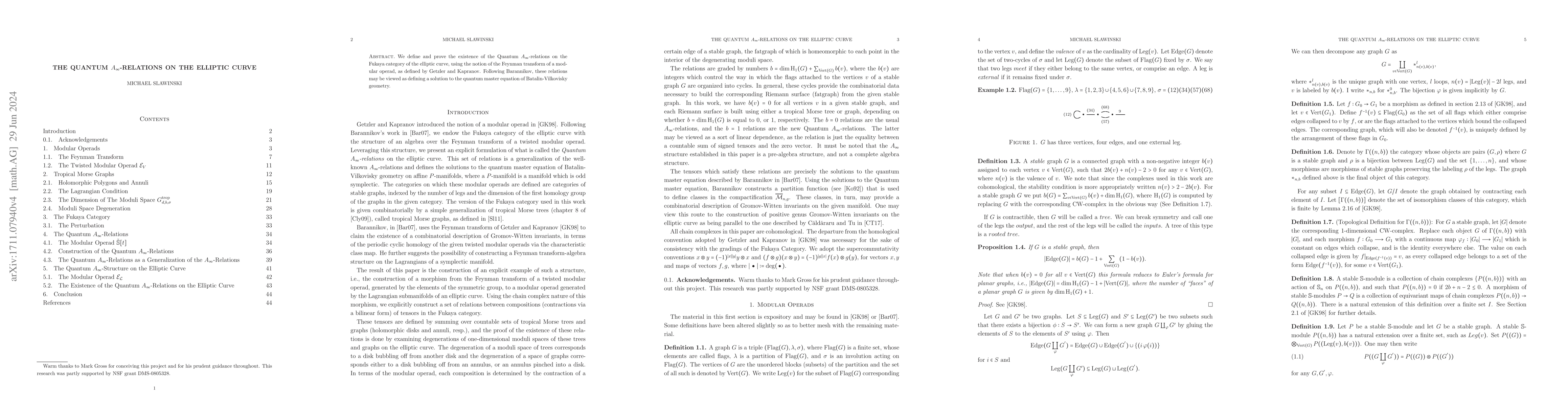 Thumbnail for The Quantum $A_{\infty}$-Relations on the Elliptic Curve