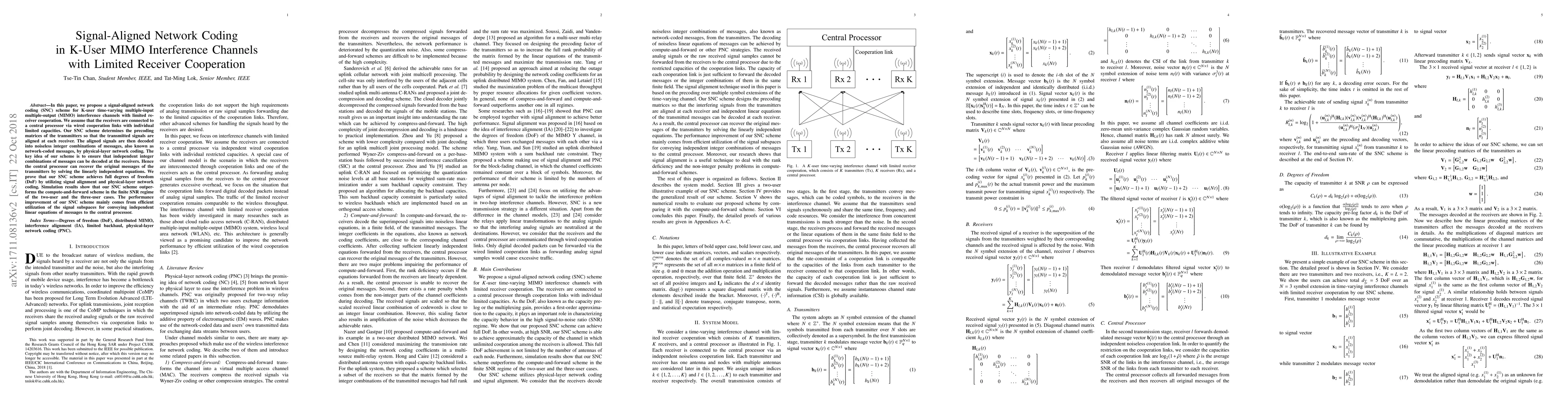 Thumbnail for Signal-Aligned Network Coding in K-User MIMO Interference Channels with
  Limited Receiver Cooperation