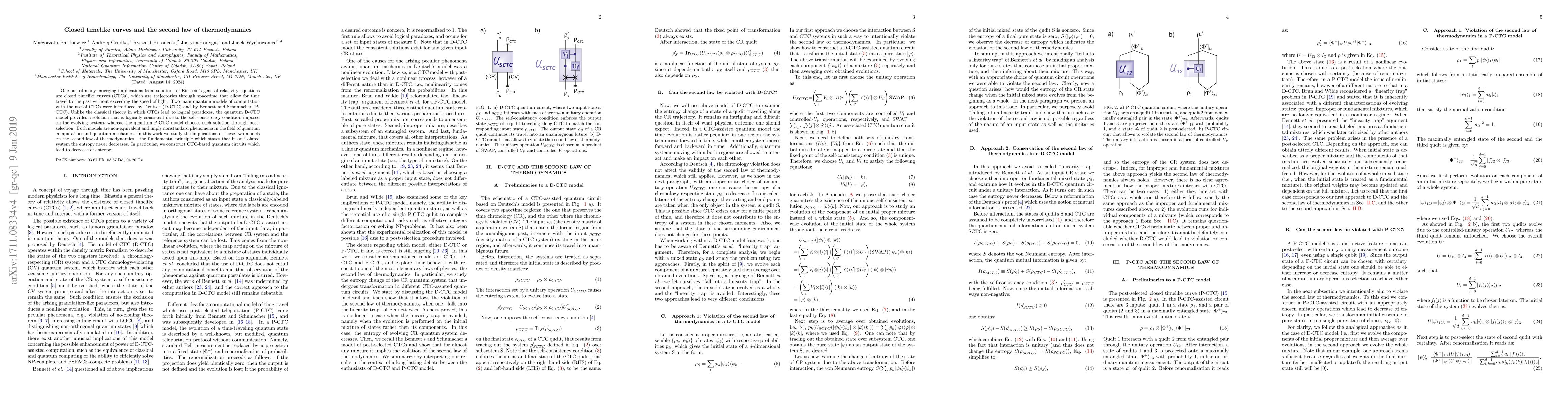 Thumbnail for Closed timelike curves and the second law of thermodynamics