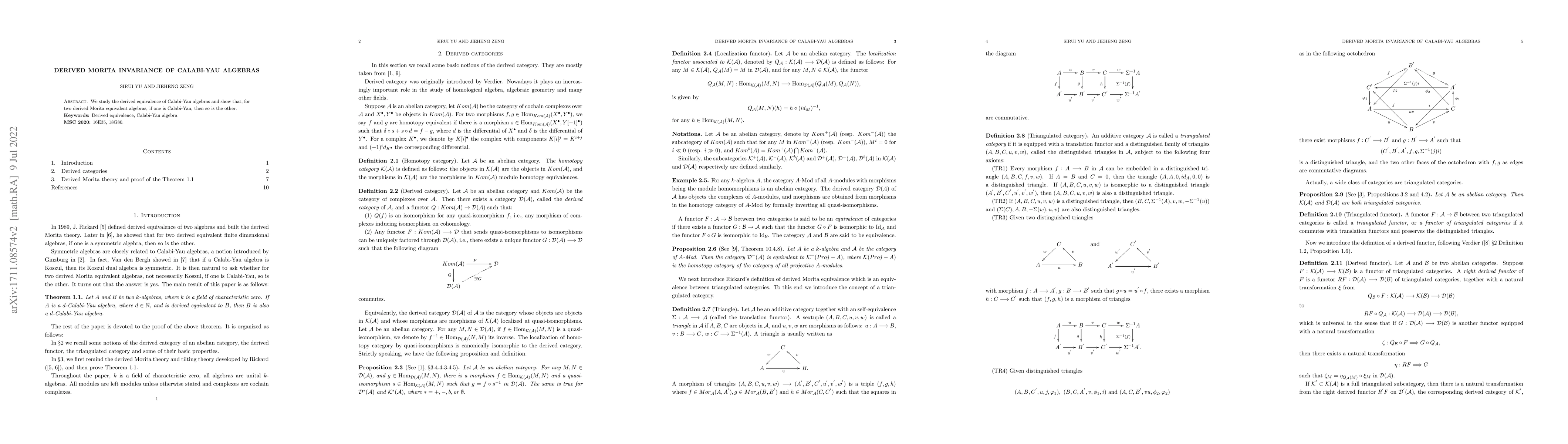 Thumbnail for Derived categories and Calabi-Yau algebras