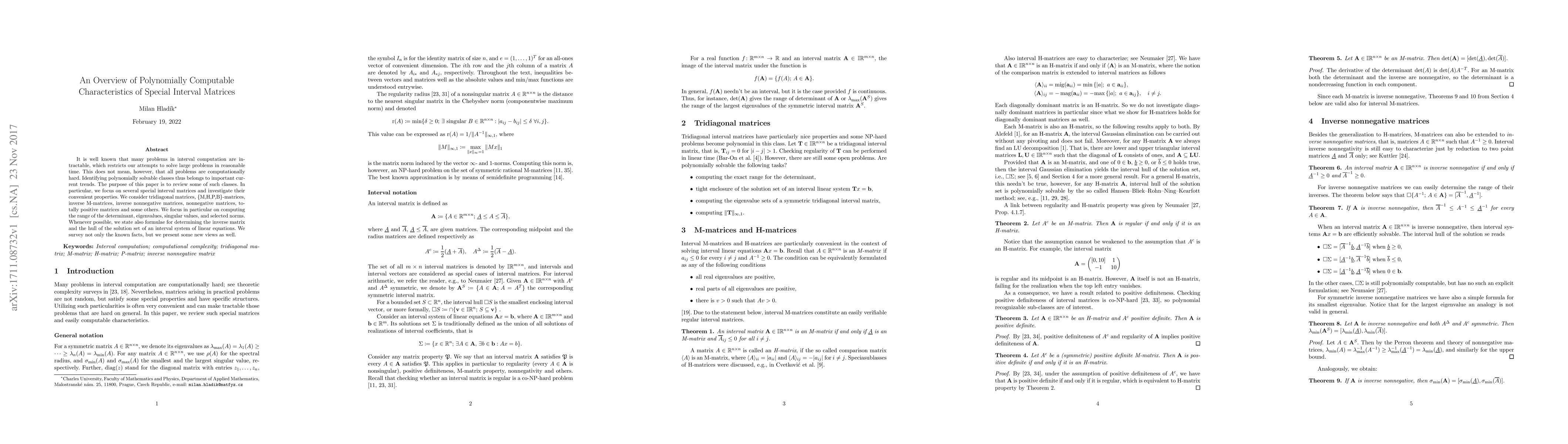 Thumbnail for An Overview of Polynomially Computable Characteristics of Special
  Interval Matrices