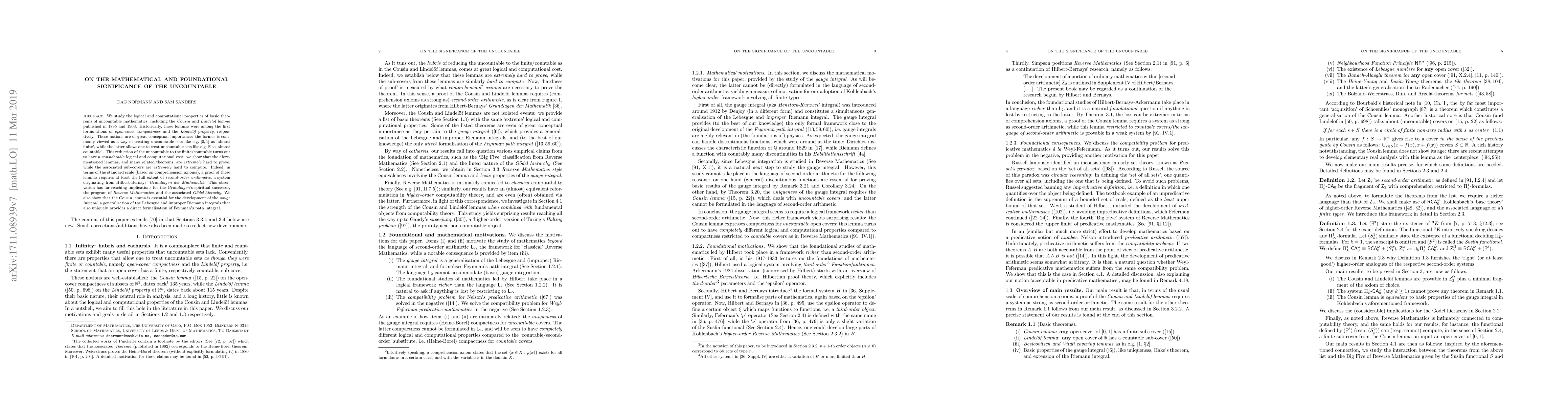 Thumbnail for On the mathematical and foundational significance of the uncountable