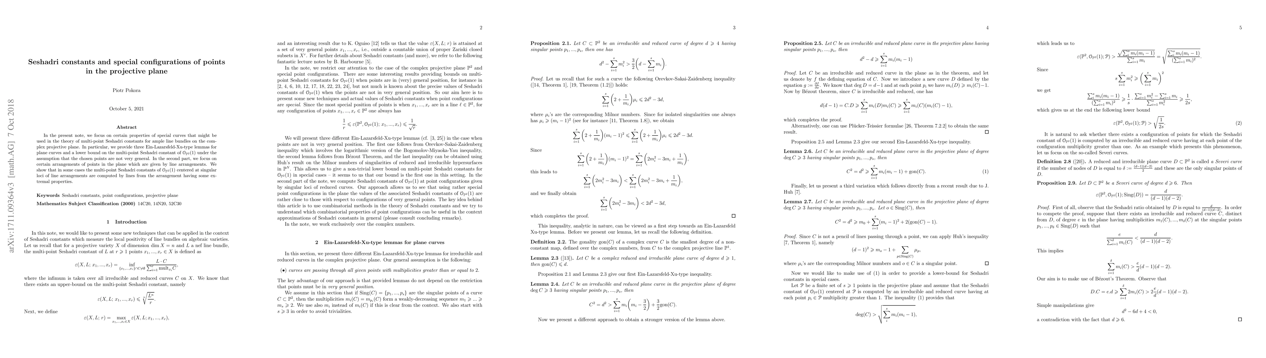 Thumbnail for Seshadri constants and special configurations of points in the
  projective plane