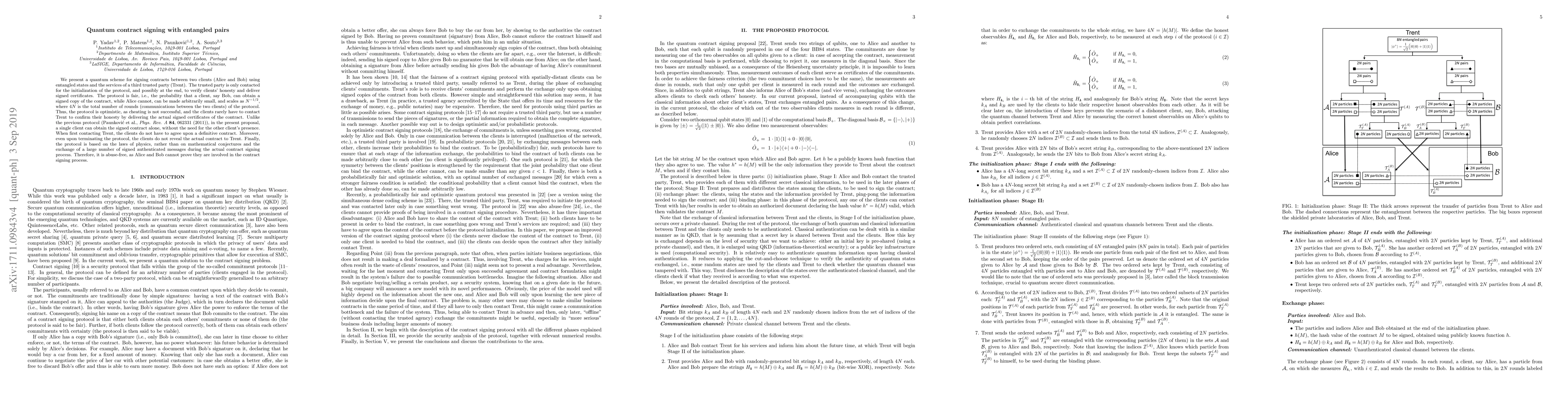Thumbnail for Quantum contract signing with entangled pairs
