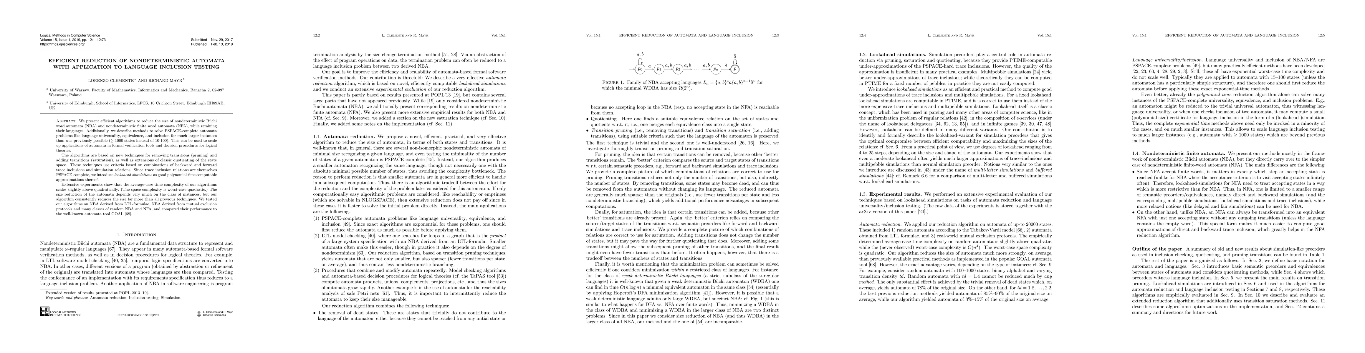 Thumbnail for Efficient reduction of nondeterministic automata with application to
  language inclusion testing