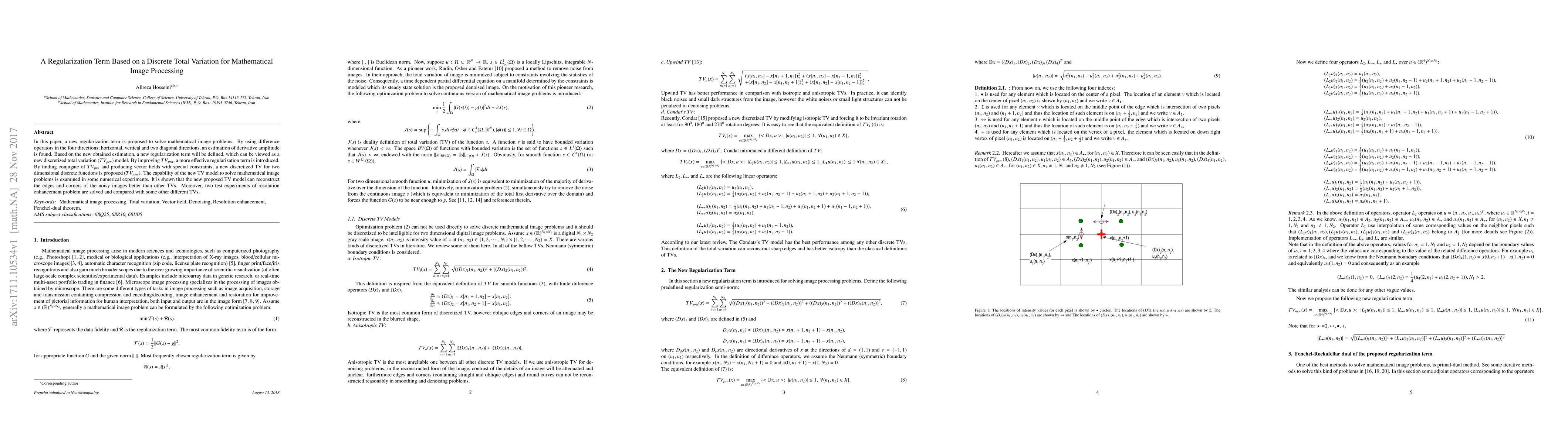 Thumbnail for A Regularization Term Based on a Discrete Total Variation for
  Mathematical Image Processing
