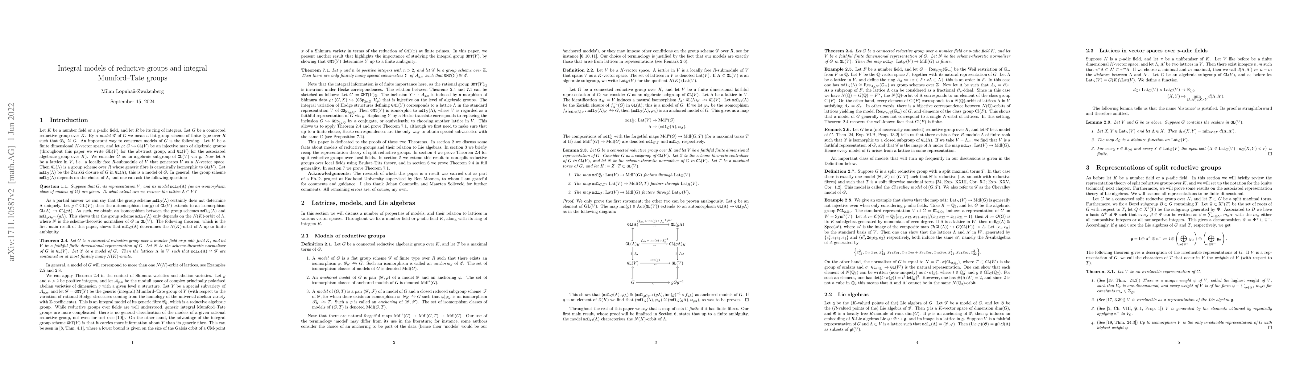 Thumbnail for Integral models of reductive groups and integral Mumford-Tate groups