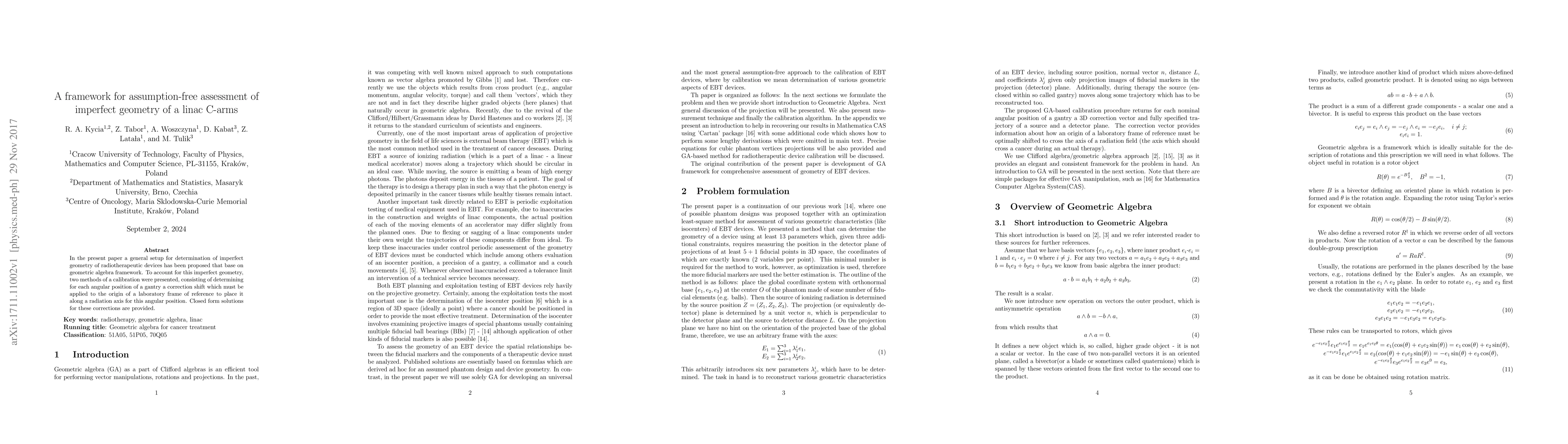 Thumbnail for A framework for assumption-free assessment of imperfect geometry of a
  linac C-arms