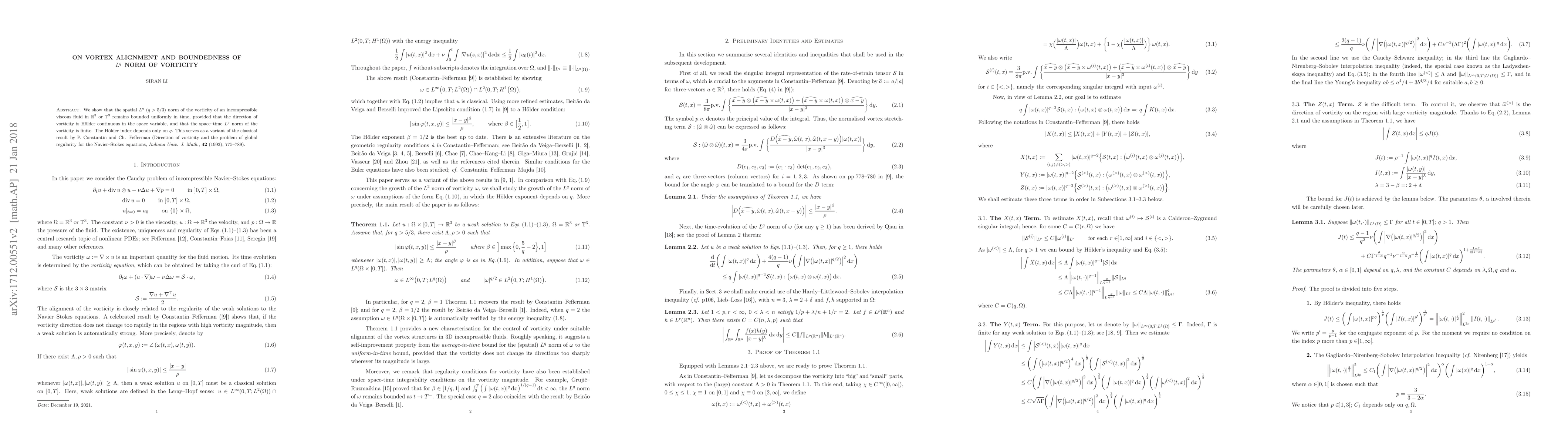 Thumbnail for On Vortex Alignment and Boundedness of $L^q$ Norm of Vorticity