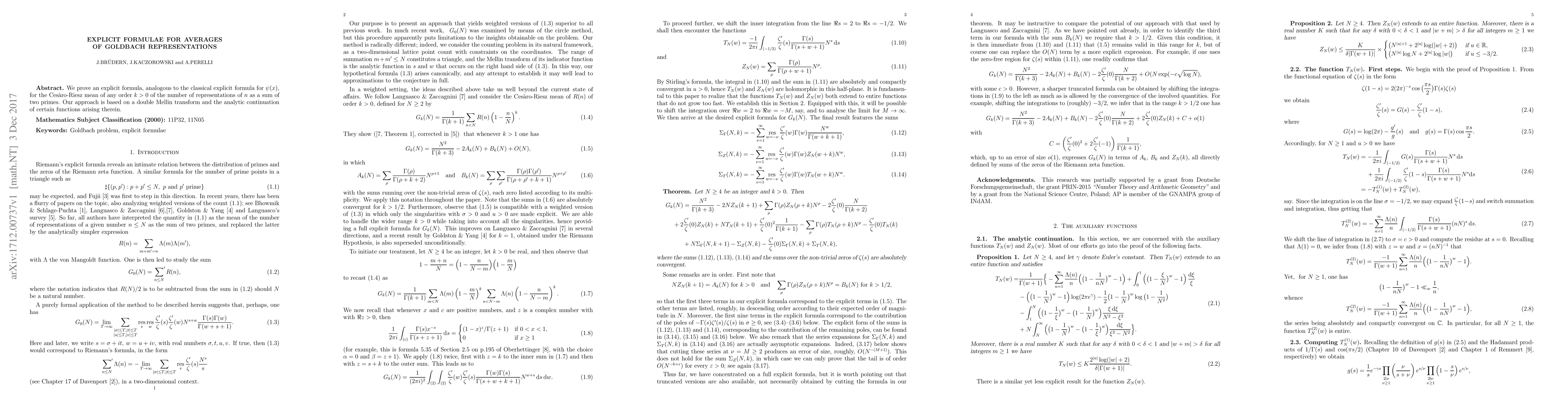 Thumbnail for Explicit formulae for averages of Goldbach representations