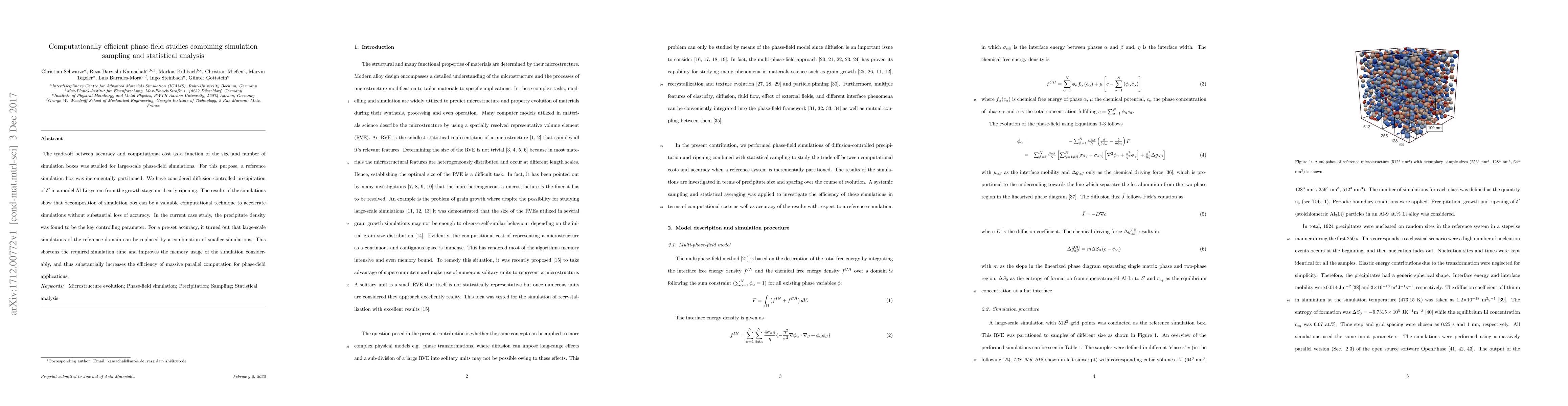 Thumbnail for Computationally efficient phase-field studies combining simulation
  sampling and statistical analysis